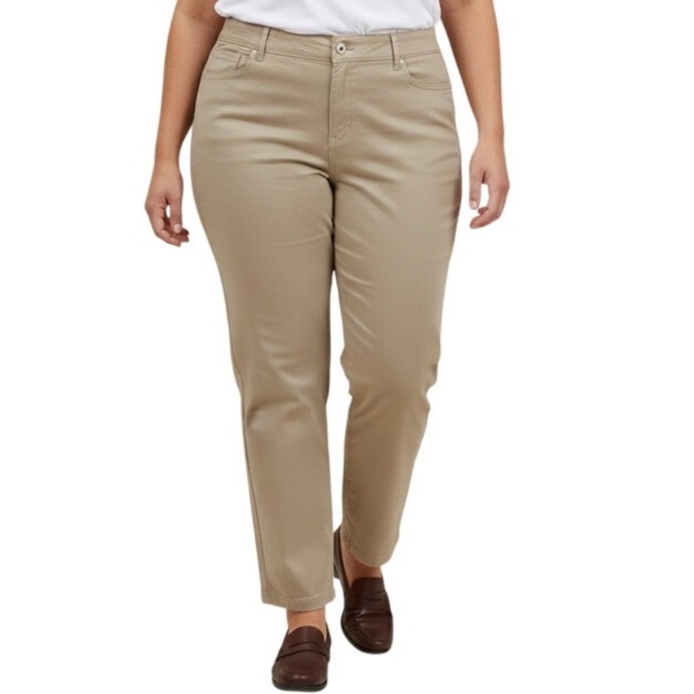 Lee Relaxed Fit Women Khaki Straight Leg Pants Size‎ 18 Medium